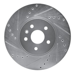 Buick Encore Brake Rotor (1) - Front Left - R1 Concepts - Drilled & Slotted - Silver - `13-`22